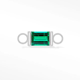 Permanent connectors baguette 5x3mm natural gemstone 14k white gold - 14k / emerald / single - unclassified