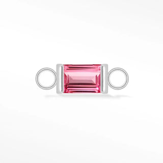 Permanent connectors baguette 5x3mm natural gemstone 14k white gold - 14k / pink tourmaline / single - unclassified