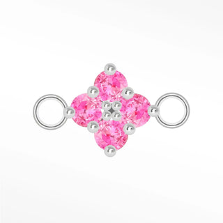 Permanent connectors clover medium natural gemstone silver - sterling / ruby - july / single