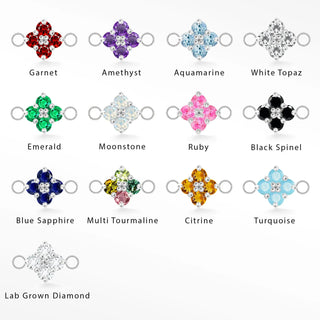 Permanent Connectors Clover Medium Natural Gemstone Silver  Connectors