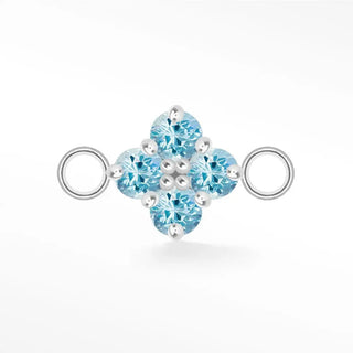 Permanent connectors clover medium natural gemstone silver - sterling / aquamarine - march / single