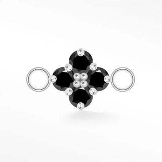 Permanent connectors clover medium natural gemstone silver - sterling / black spinel - august / single