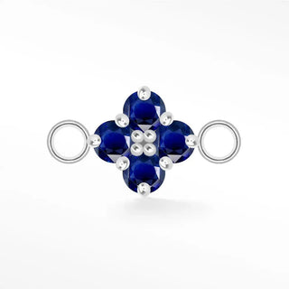 Permanent connectors clover medium natural gemstone silver - sterling / blue sapphire - september / single
