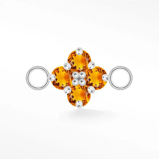 Permanent connectors clover medium natural gemstone silver - sterling / citrine - november / single