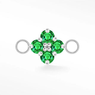 Permanent connectors clover medium natural gemstone silver - sterling / emerald - may / single
