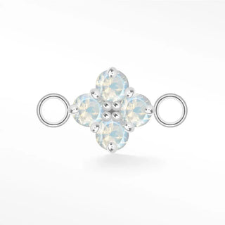 Permanent connectors clover medium natural gemstone silver - sterling / moonstone - june / single
