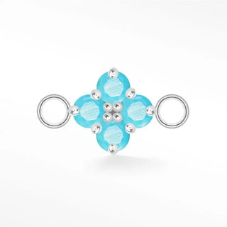Permanent connectors clover medium natural gemstone silver - sterling / turquoise - december / single