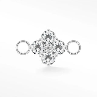 Permanent connectors clover medium natural gemstone silver - sterling / moissanite / single
