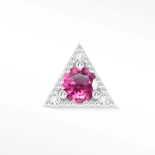 Natural pink sapphire flat back earring 14k white - 14k gold