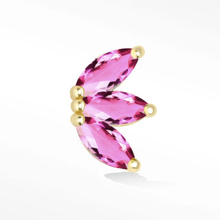 Pink Sapphire Flat Back Earring Baby Lotus 14k Yellow - Nina Wynn