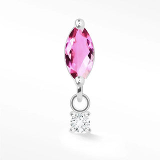 Natural pink sapphire flat back earring movement 14k white - 14k gold