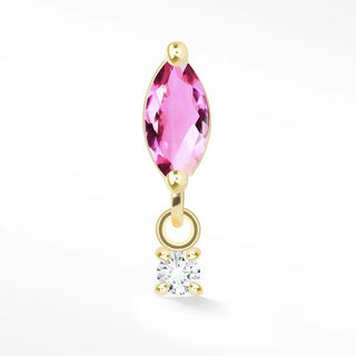 Pink sapphire flat back earring movement 14k yellow - 14k gold