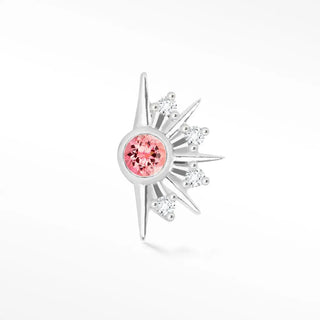 Natural pink tourmaline flat back earring demi urchin 14k white - 14k gold