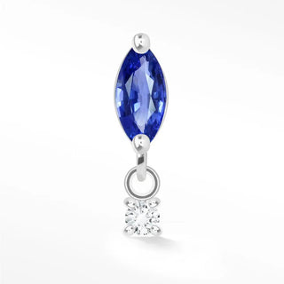 Sapphire flat back earring movement 14k white - 14k gold / blue