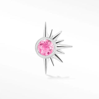 Tourmaline flat back earring demi star 14k white - 14k gold / pink