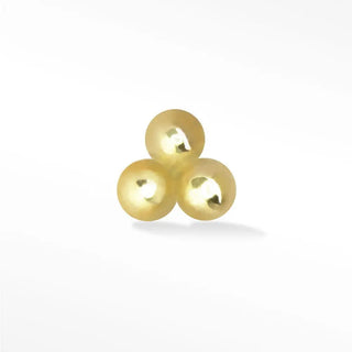 Tri-bead medium flat back earring 14k yellow gold - 14k