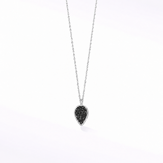 Adorn Petite Black Druzy Silver Necklace