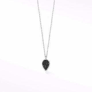 Adorn Petite Black Druzy Silver Necklace