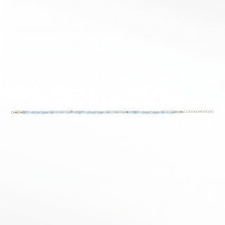 Aquamarine gemstone beads close-up; metal fittings are outside the crop