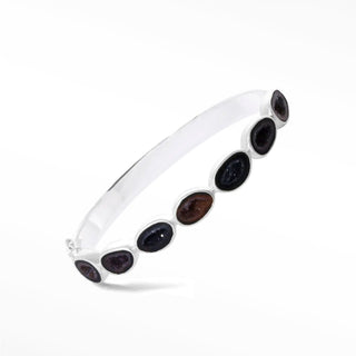 Around the world Geode Silver Bangle