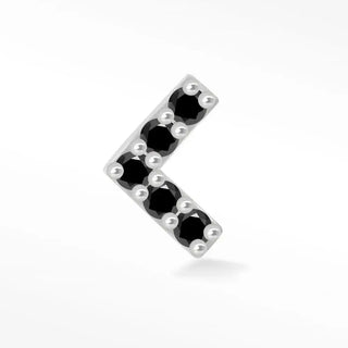 Black diamond flat back earring arrow 14k white - 14k gold