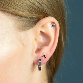 Black diamond flat back earring arrow 14k white - 14k gold