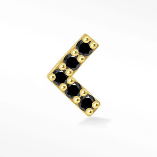 Arrow black diamond flat back earring 14k yellow gold - 14k