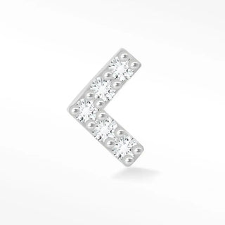 Flat back earring arrow diamond 14k white gold - 14k
