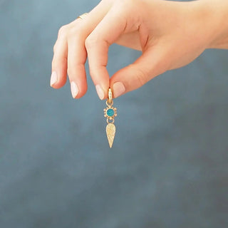 Delicate athena 7mm doublet yellow gold convertible earrings with turquoise stone and ornate floral teardrop design