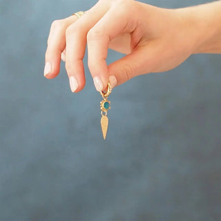 A delicate yellow gold convertible pendant featuring a teardrop green gemstone in an ornate bezel from athena 7mm doublet opal 14k earrings