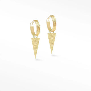 Athena 7mm sleeping beauty turquoise 14k yellow gold convertible earrings with gold-toned textured hoop and triangular pendants