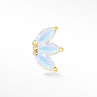 Baby Lotus Moonstone Flat Back Earring 14k Yellow Gold - Nina Wynn