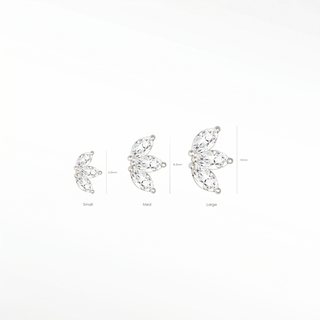 Flat back earrings baby lotus diamond 14k white