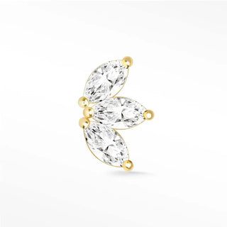Baby lotus small moissanite flat back earring 14k yellow gold - 14k