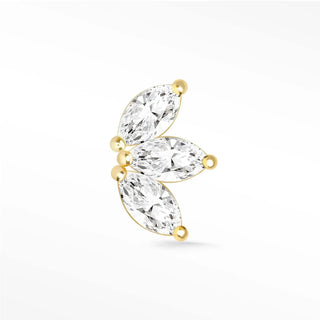 Baby lotus small moissanite flat back earring 14k yellow gold - 14k