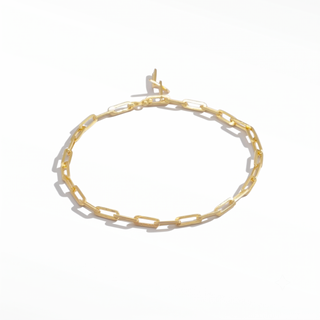 Baby Paperclip 14k Yellow Gold Bracelet 7''