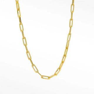 Baby paperclip gold vermeil necklace 18 inch chain in gold color with paperclip style links