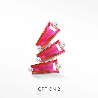 Baguette natural pink sapphire flat back earring 14k white gold - 14k / left