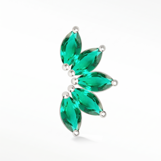 Best Flat Back Earrings Emerald 14K White Lotus