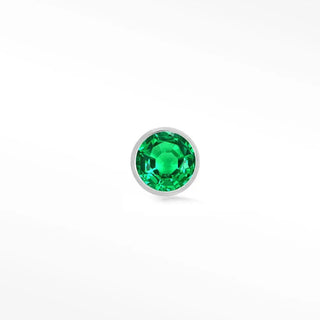 Natural emerald flat back earrings 1.5mm bezel 14k white - 14k gold