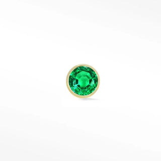 Bezel 1.5mm natural emerald flat back earring 14k yellow gold - 14k
