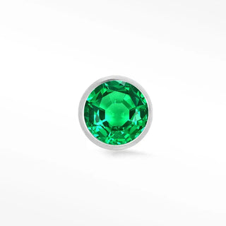 Natural emerald flat back earrings 2.5mm bezel 14k white - 14k gold / single