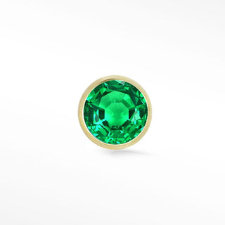 Bezel 2.5mm Emerald Flat Back Earring 14k Yellow Gold - Nina Wynn