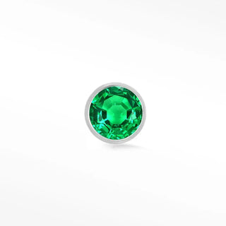 Natural emerald flat back earrings 2mm bezel 14k white - 14k gold