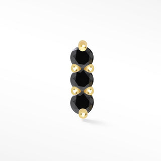 Black Diamond Flat Back Earring 3 Scones 14k Yellow - Nina Wynn