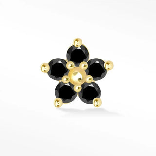 Black diamond flat back earring buttercup 14k yellow - 14k gold
