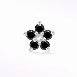 Black diamond flat back earring small buttercup 14k white - 14k gold