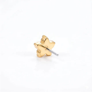 Flat back earrings daisy black diamond 14k yellow