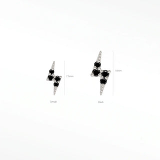 Black diamond flat back earring small lightning bolt 14k white