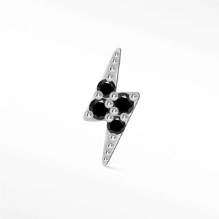 Black diamond flat back earring small lightning bolt 14k white - 14k gold